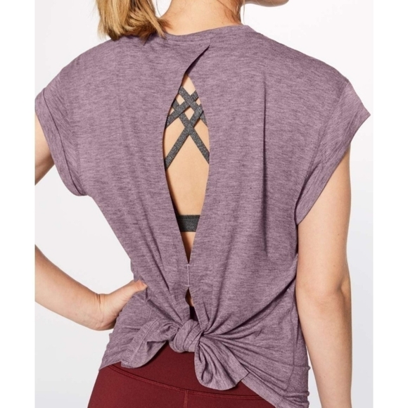 Lululemon Box It Out Short Sleeve Heathered Oxblood - Picture 2 of 5